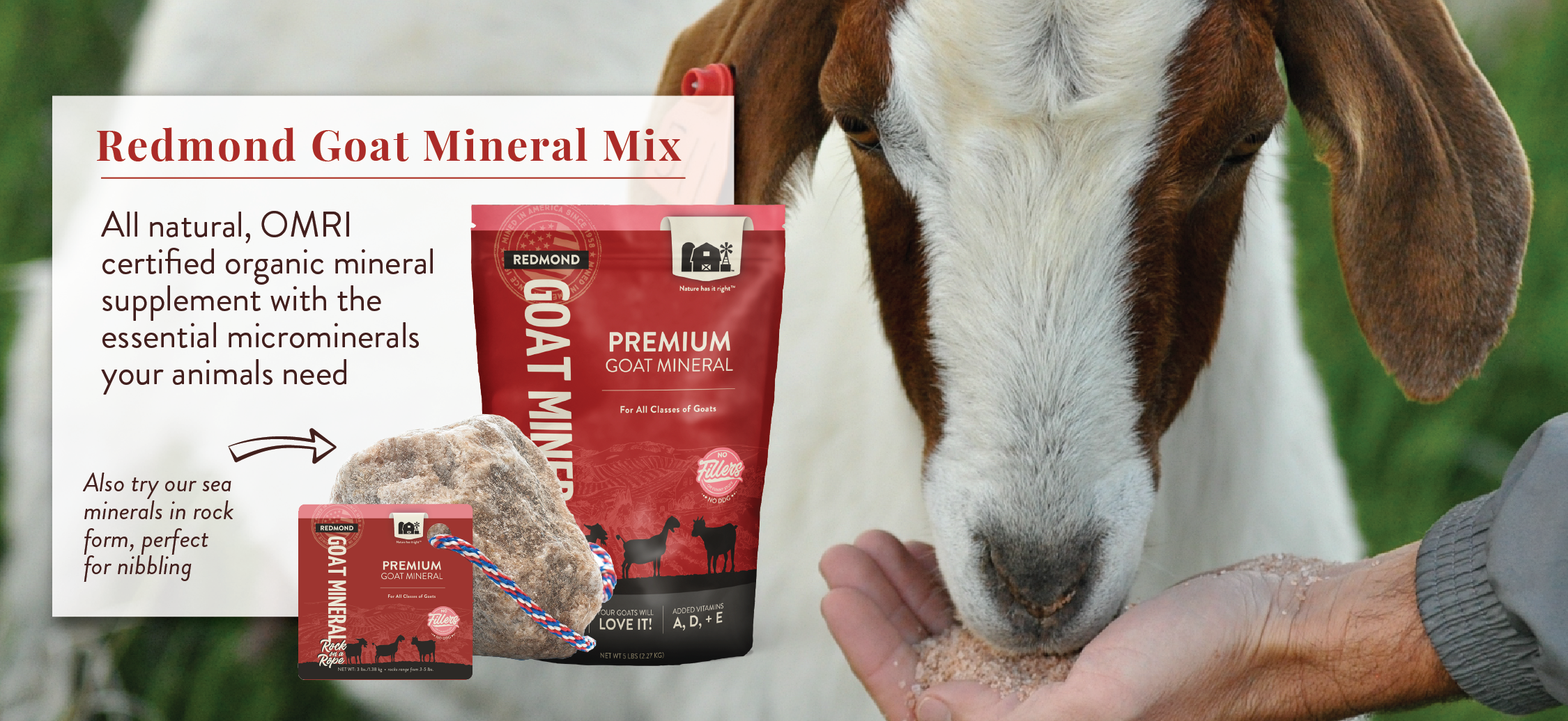 Filler free goat mineral